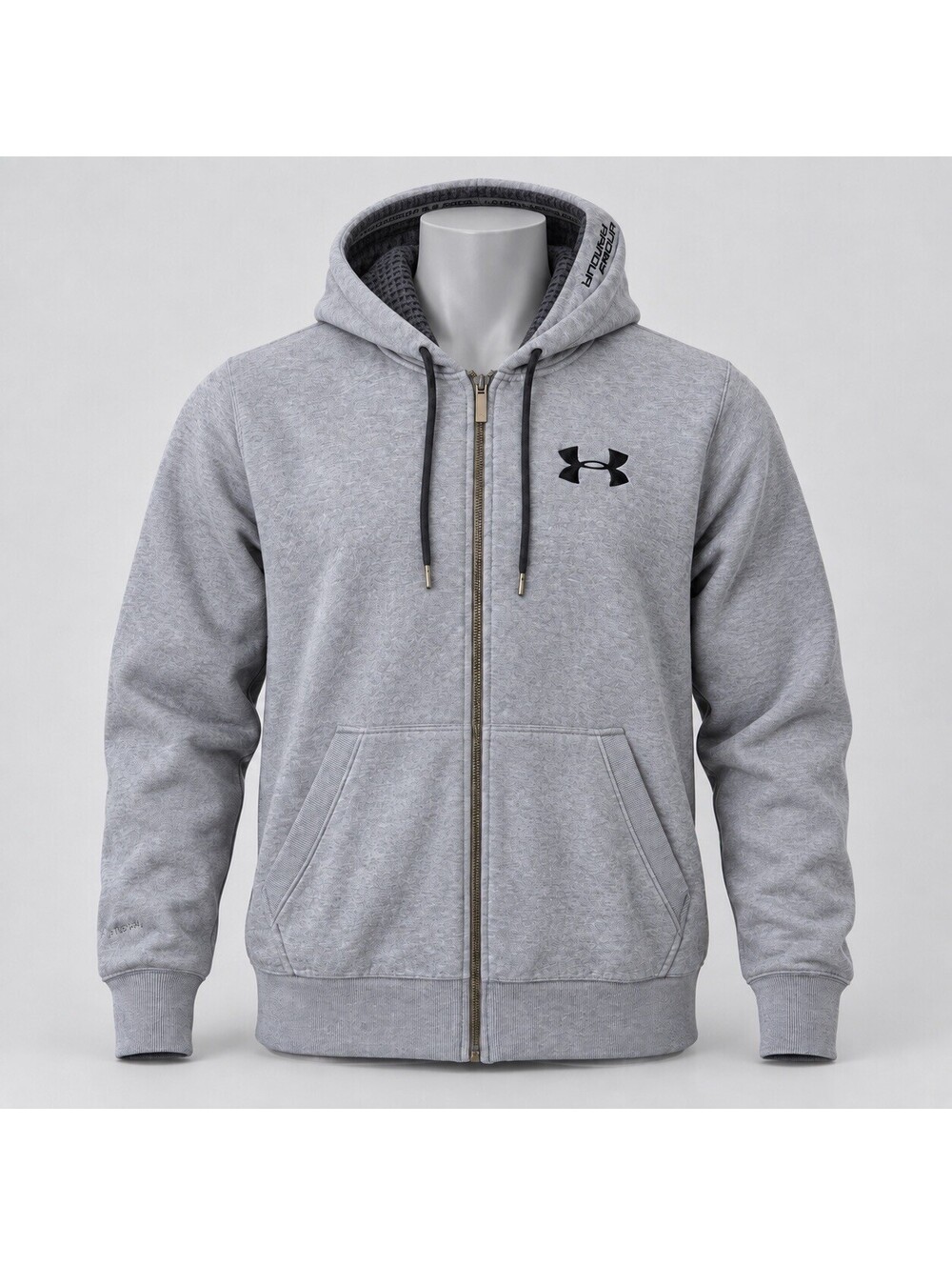 Under Armour Storm Full Zip Hoodie Sweatshirt 2XL Loose Gray BIG LOGO Men's